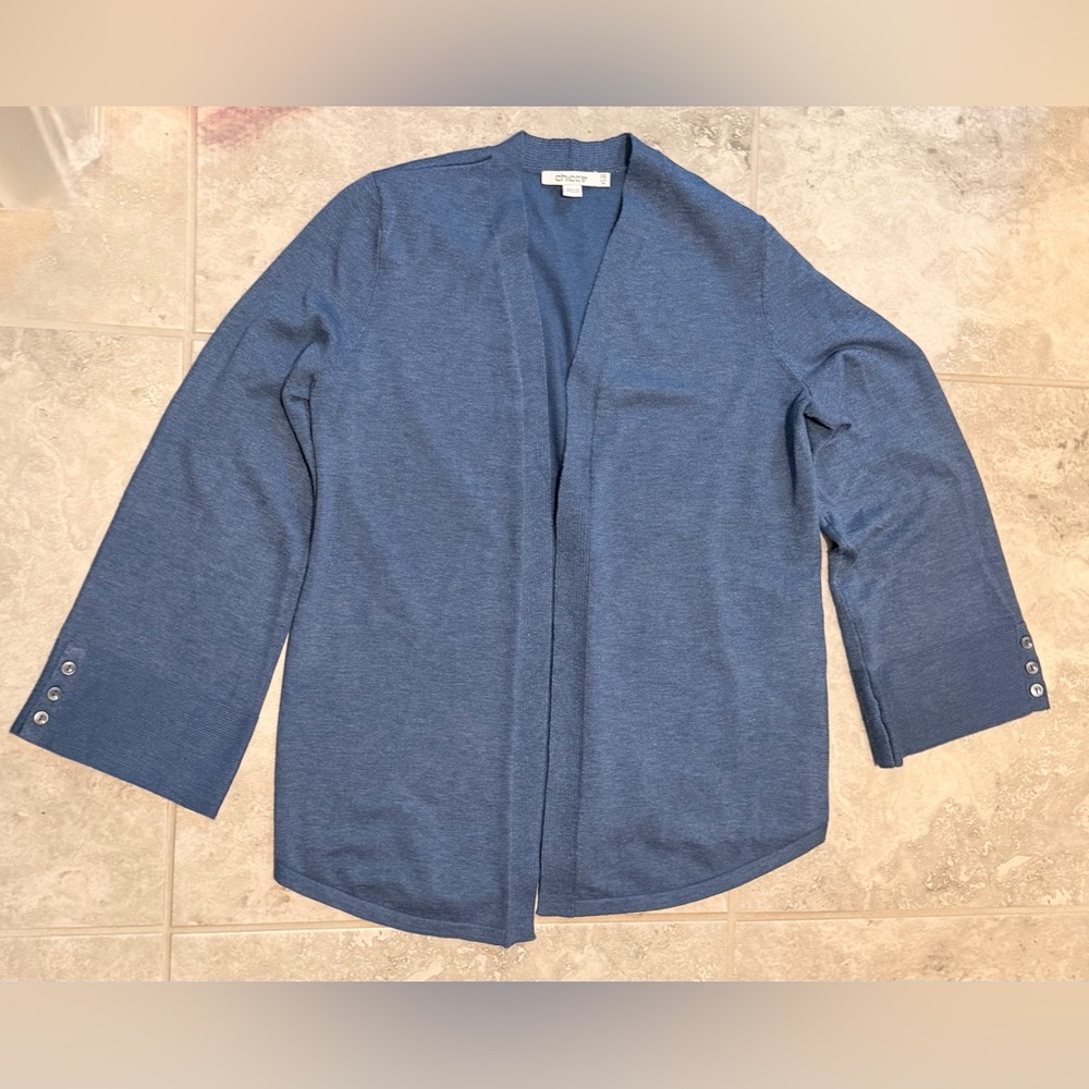 Chico’s Open-Front Knit Cardigan | Blue | Size 0 (US XS)
